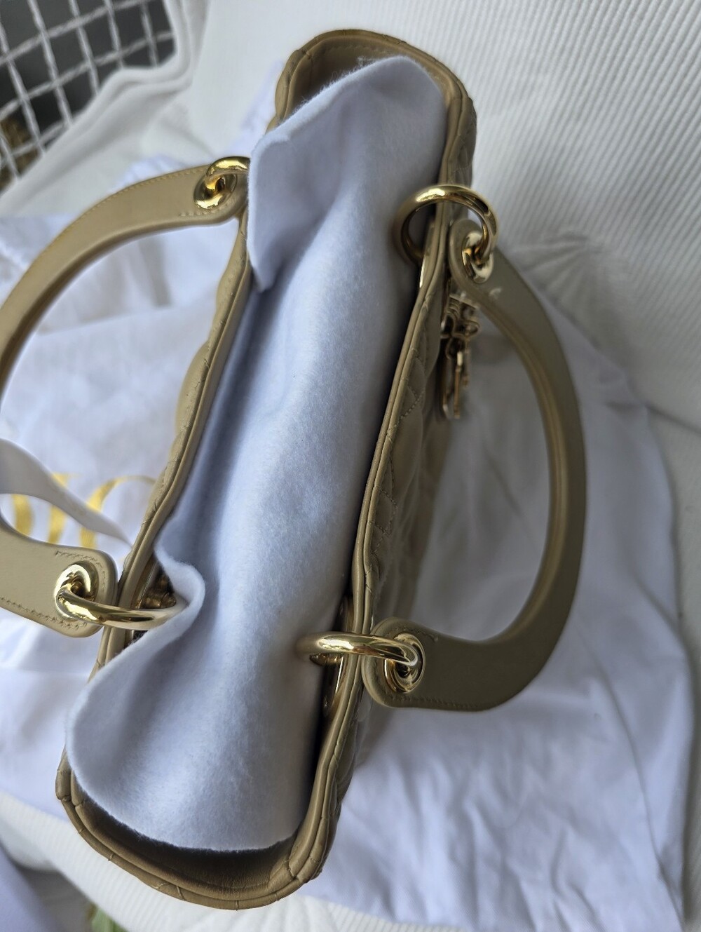 Dior Beige Lady Bag with Gold Hardware - Picture 15 of 16
